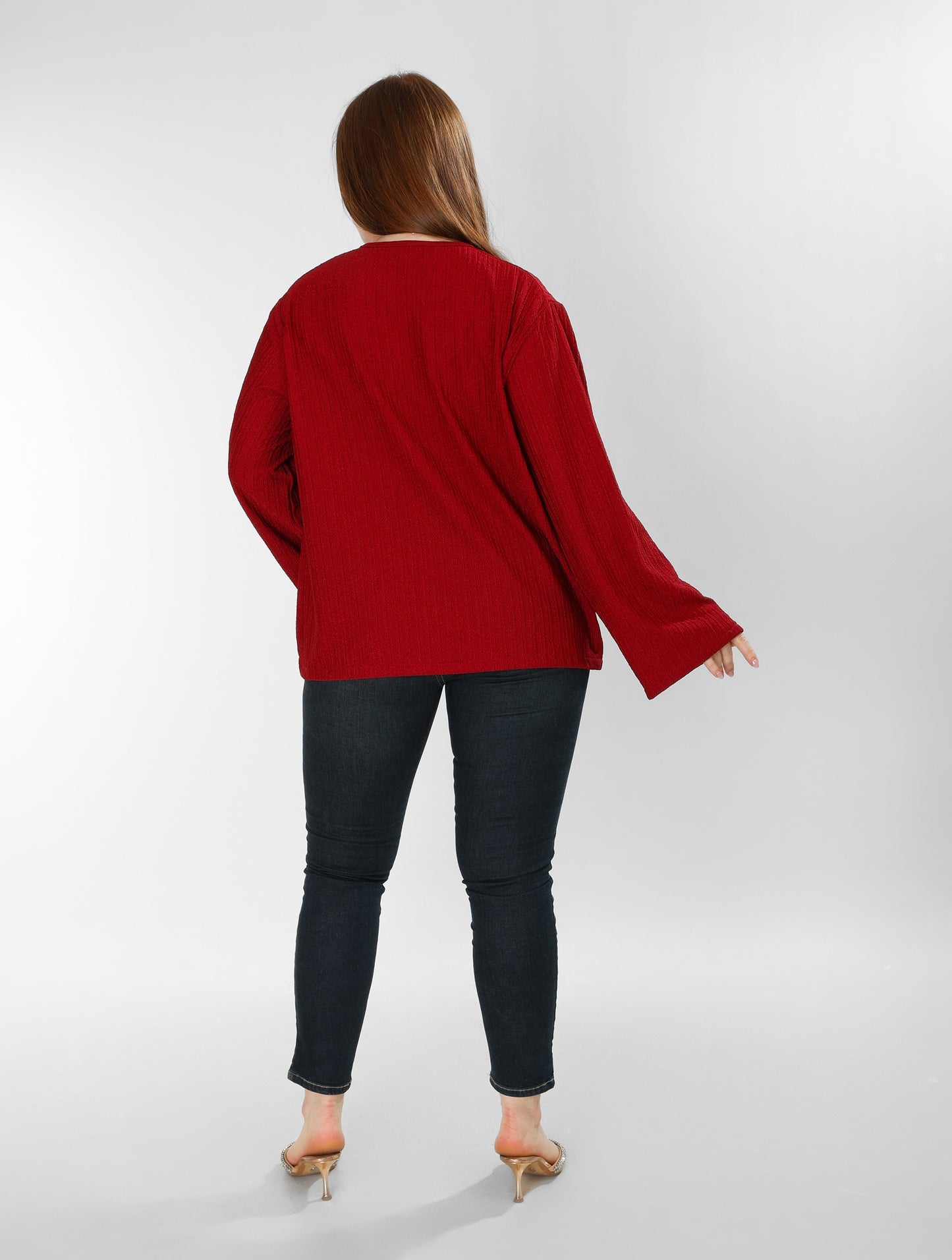 The Soft Bloom Top – Burgundy Long Sleeve Tie-Front Blouse