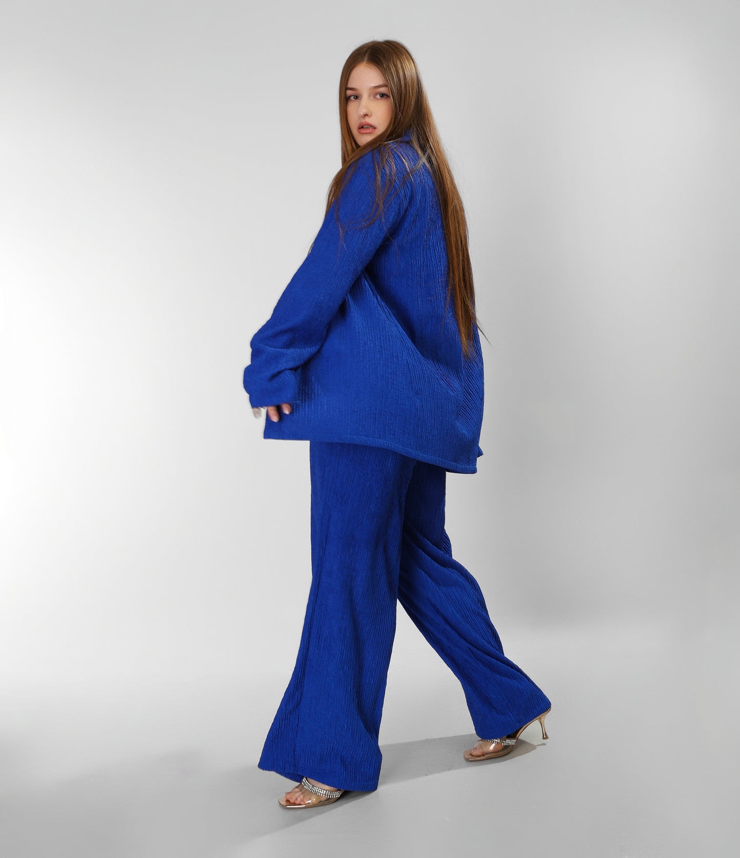 Regal Blush Blue Cotton Shirt & Trousers Set