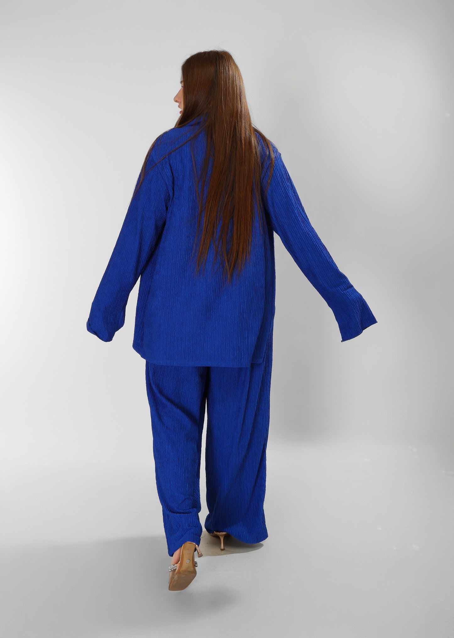 Regal Blush Blue Cotton Shirt & Trousers Set