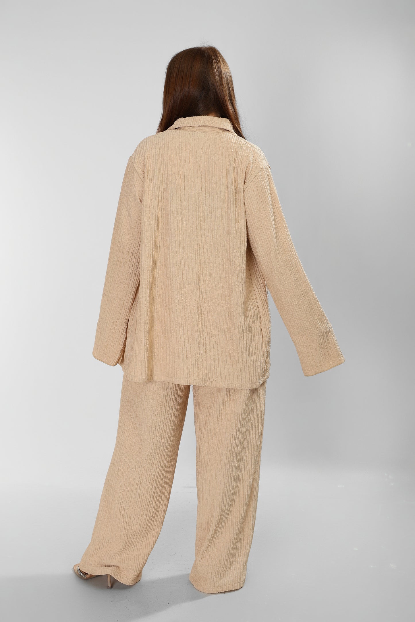 Regal Beige Cotton Set Shirt & Pants Ensemble