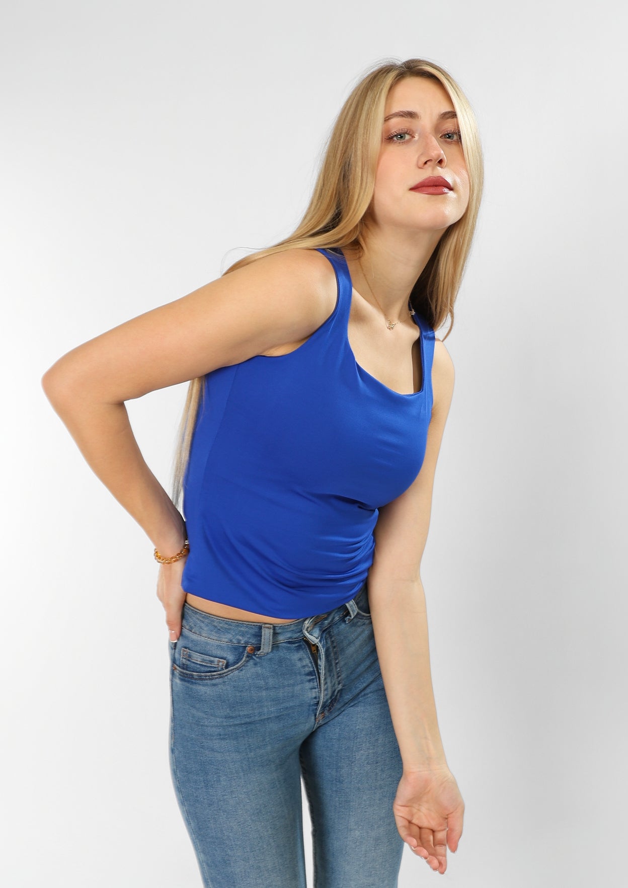 Dusty Blue Sleeveless Top – Soft Strength in Motion