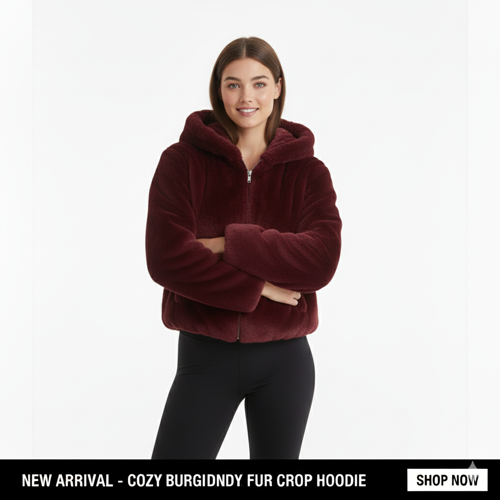 COZY FAUX FUR CROP HOODIE