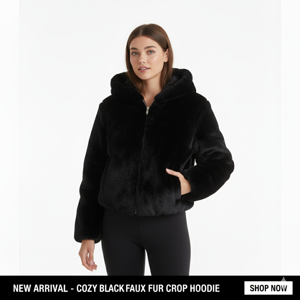 COZY FAUX FUR CROP HOODIE