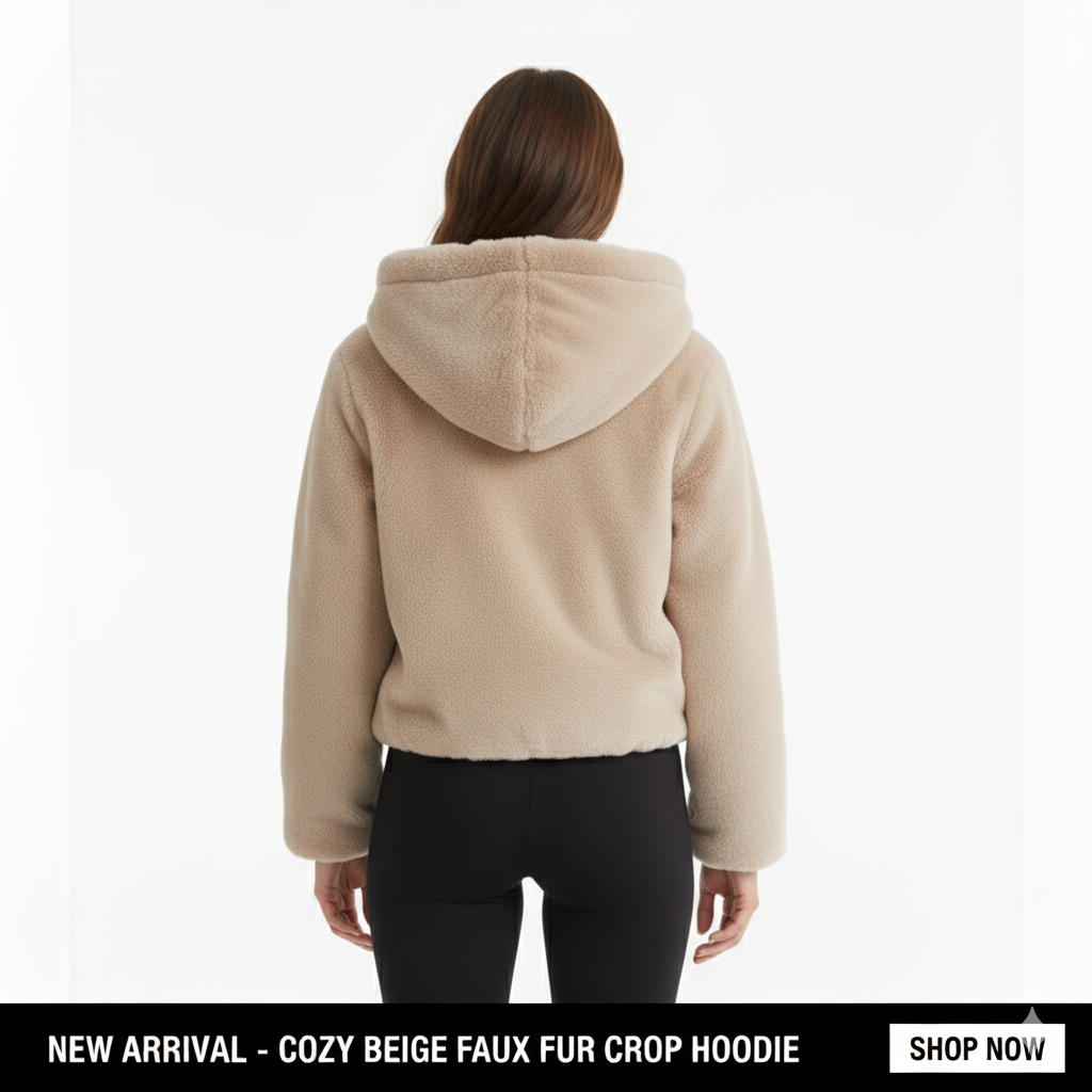 COZY FAUX FUR CROP HOODIE