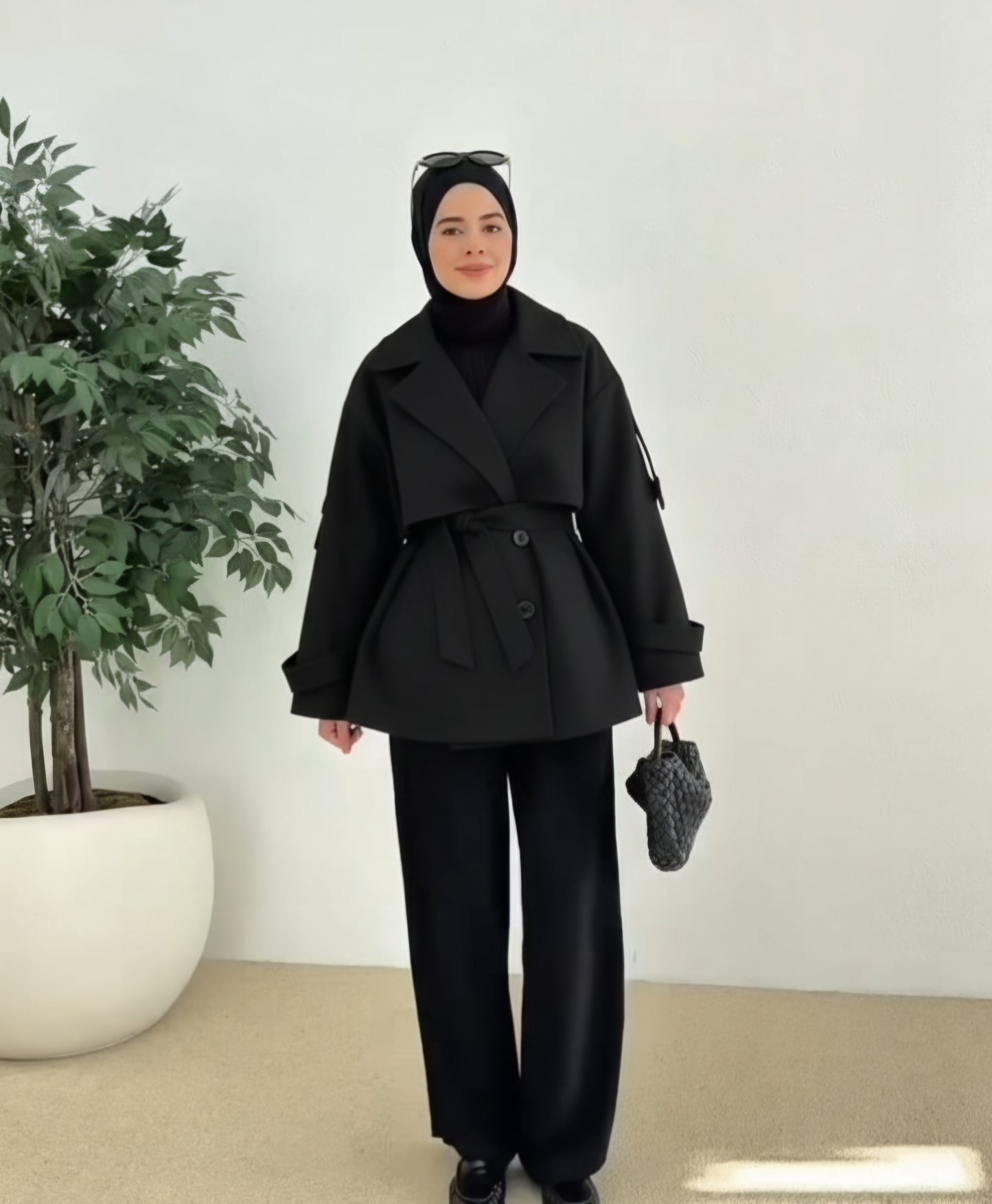 Wool Jacket with Waist Belt