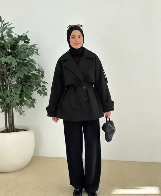 Wool Jacket with Waist Belt