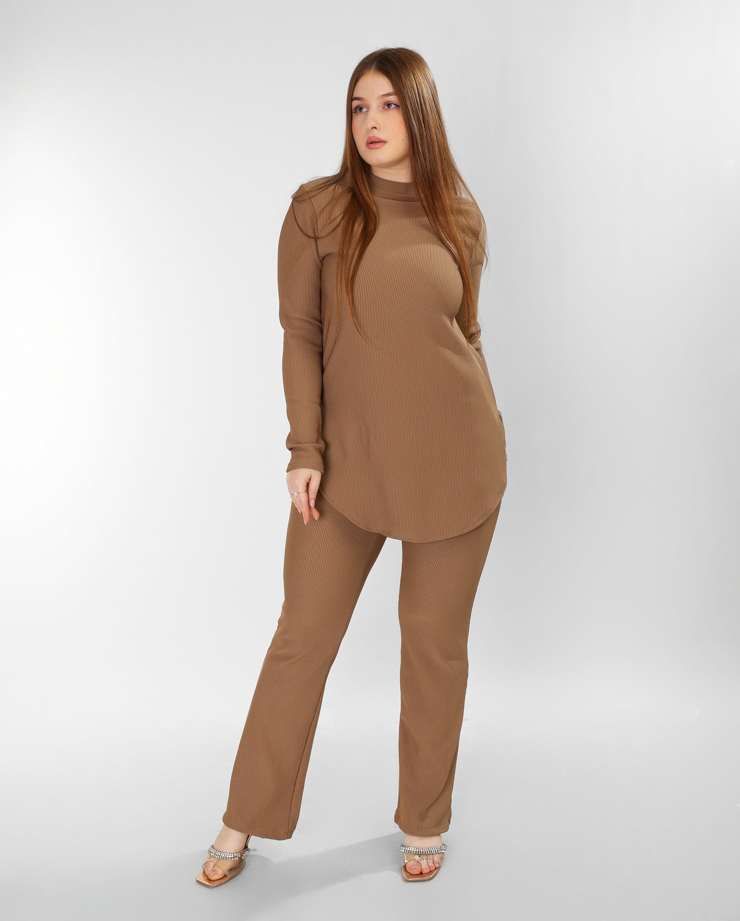 The Classic Flow Set – Coffe Brown Long Top Relaxed Pants