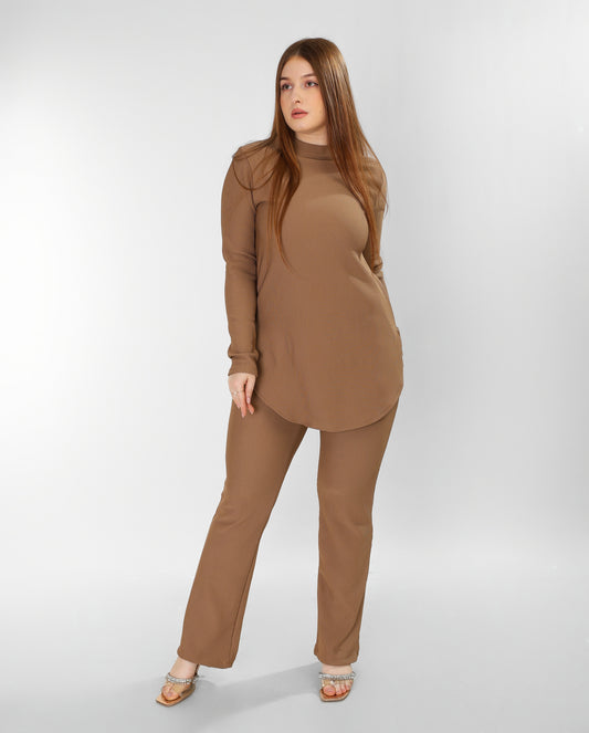 The Classic Flow Set – Coffe Brown Long Top Relaxed Pants