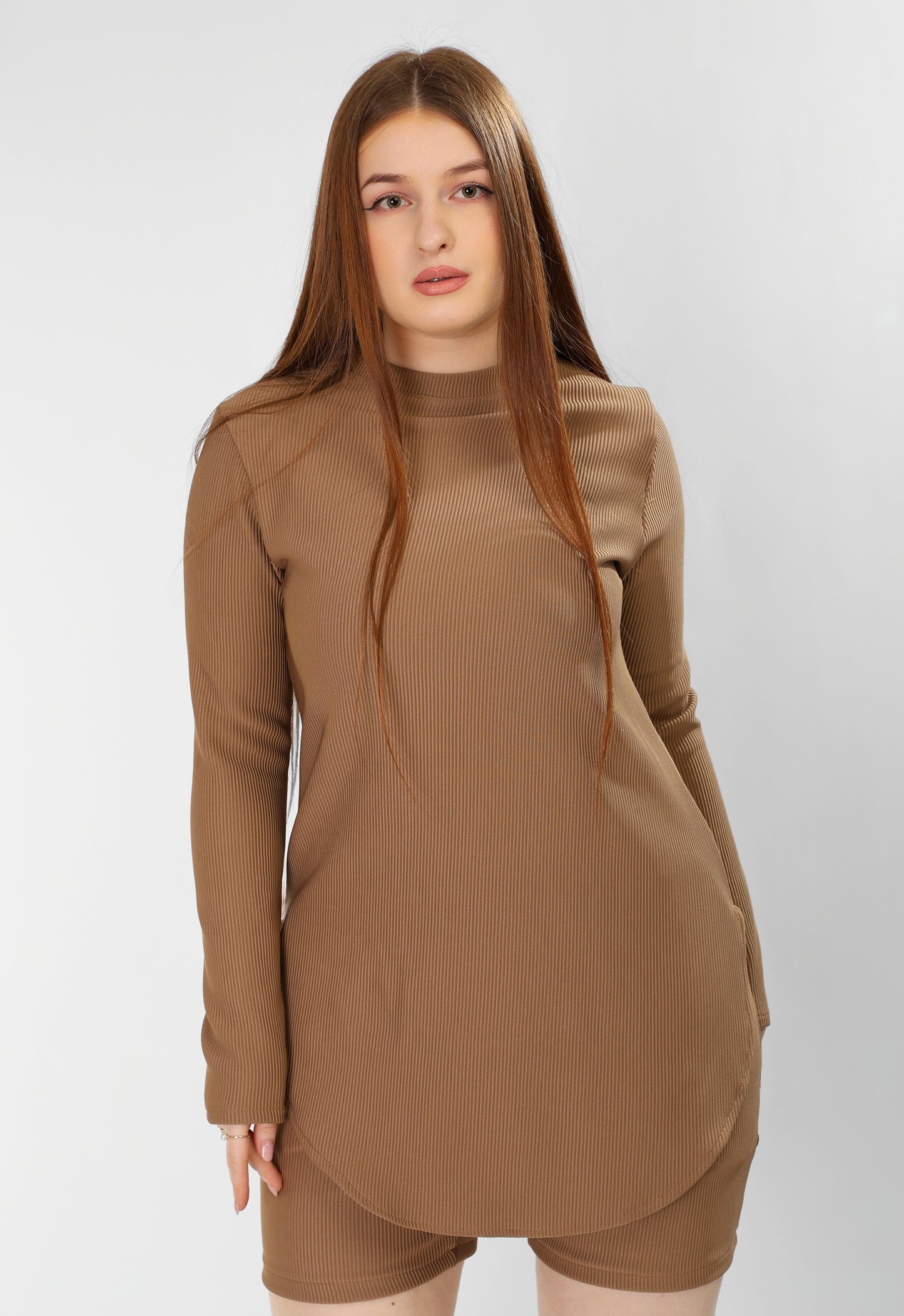 The Classic Flow Set – Coffee Brown Long Top & Relaxed Shorts
