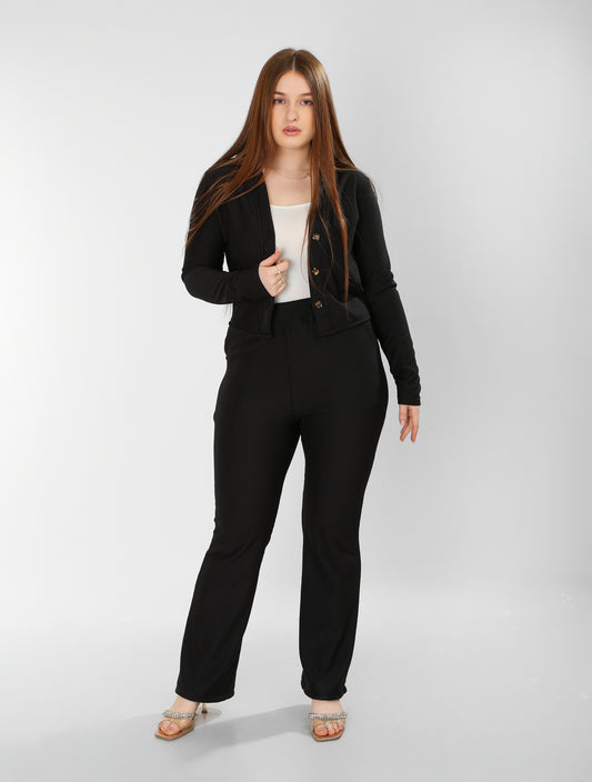The Iconic Set – Black Cropped Jacket & Pants