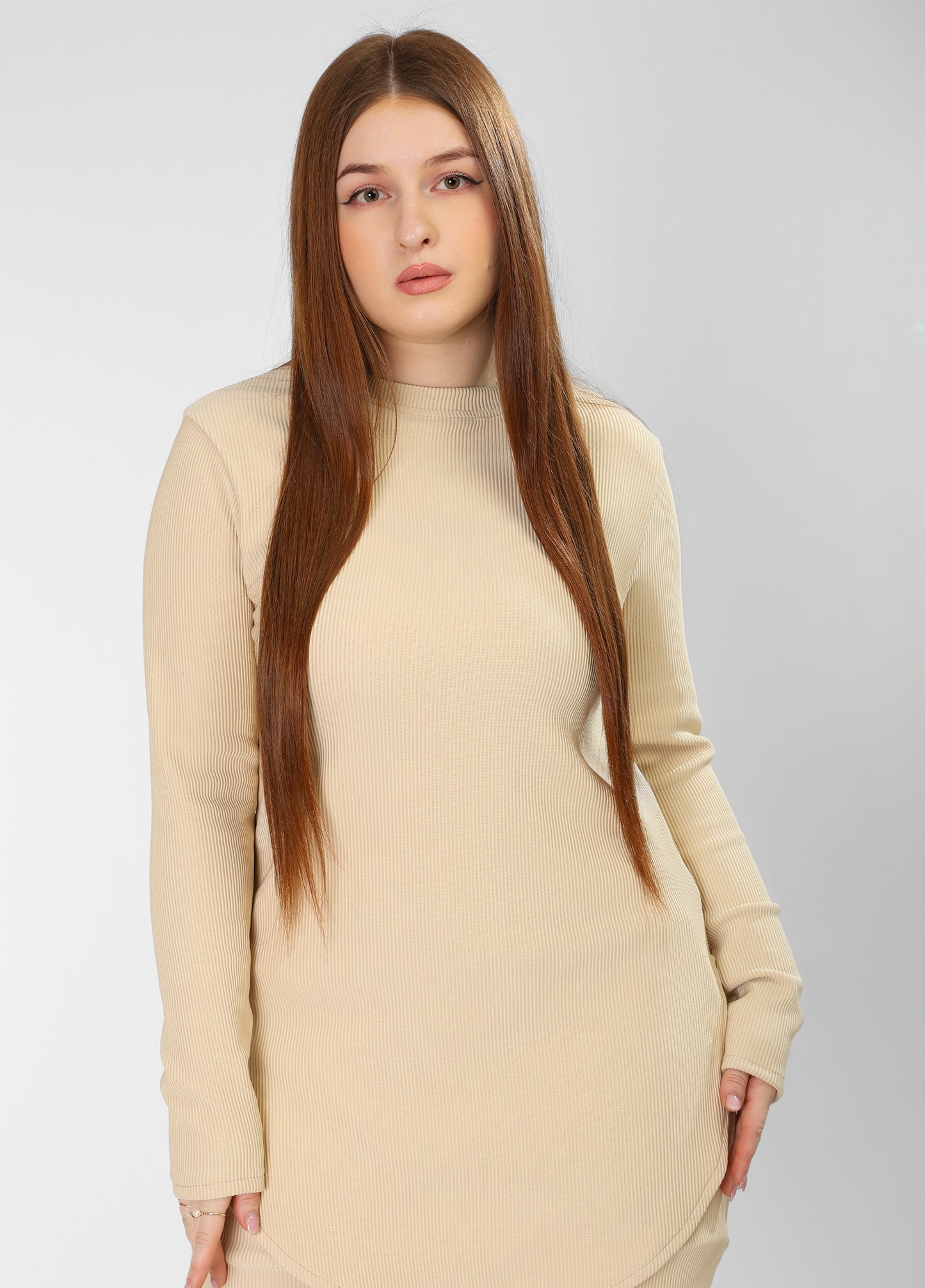 The Classic Flow Set – Beige Long Top & Relaxed Shorts