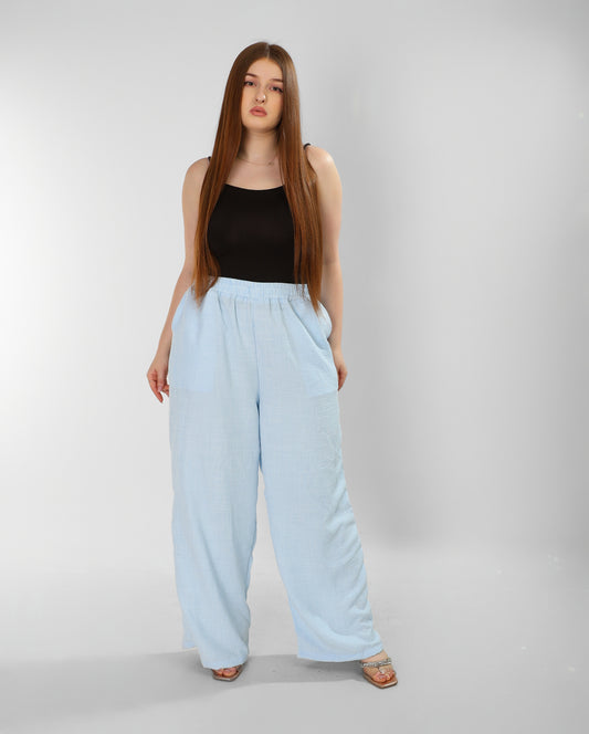 Pure Linen Light Blue Pants – Casual Refinement