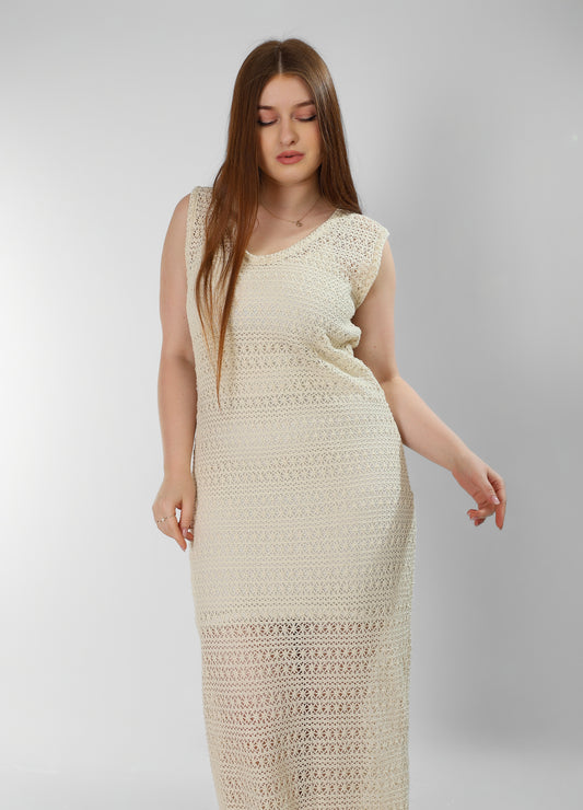 The Coastal Mesh Dress – Beige