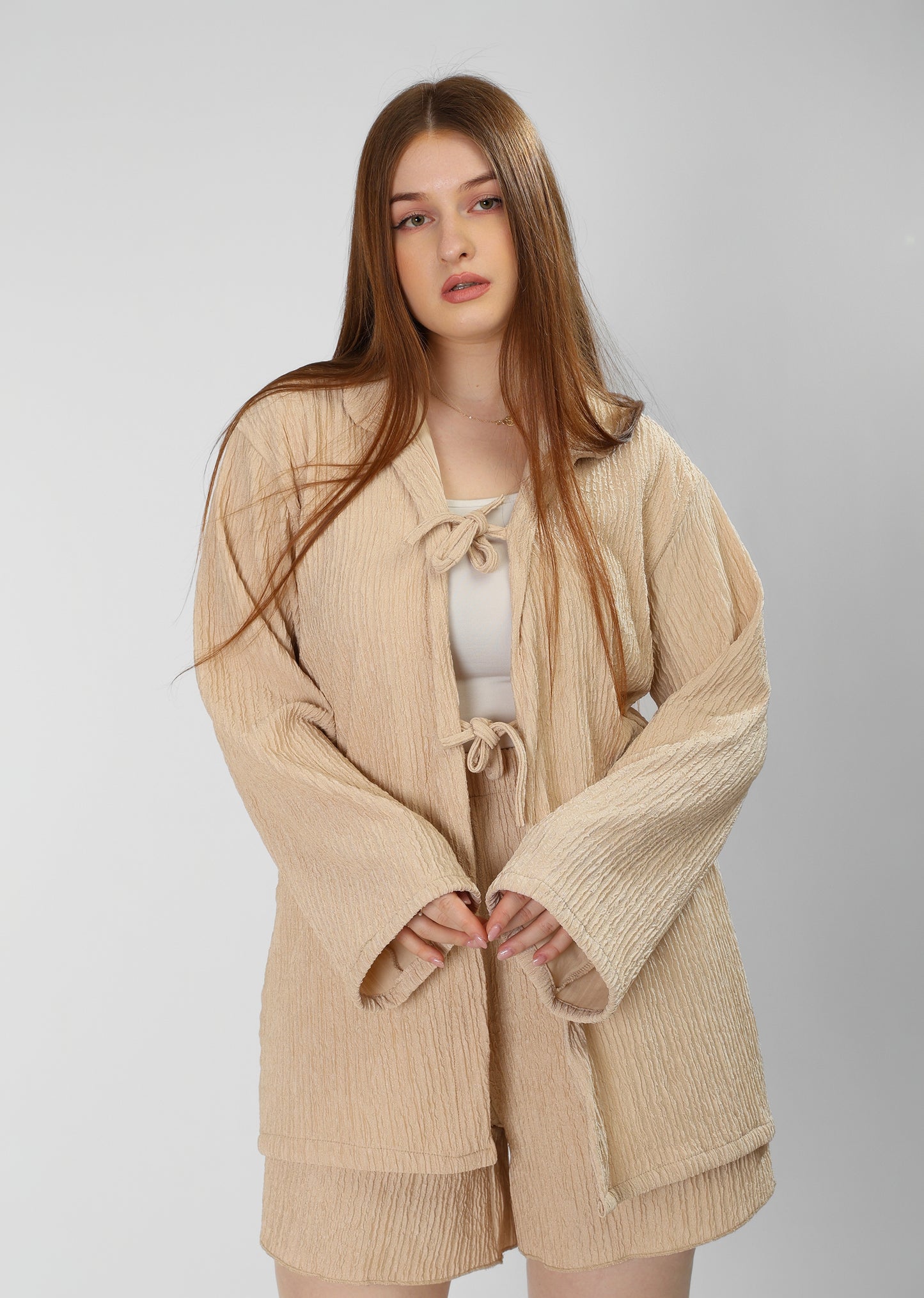 Regal Beige Cotton Shirt & Shorts Set