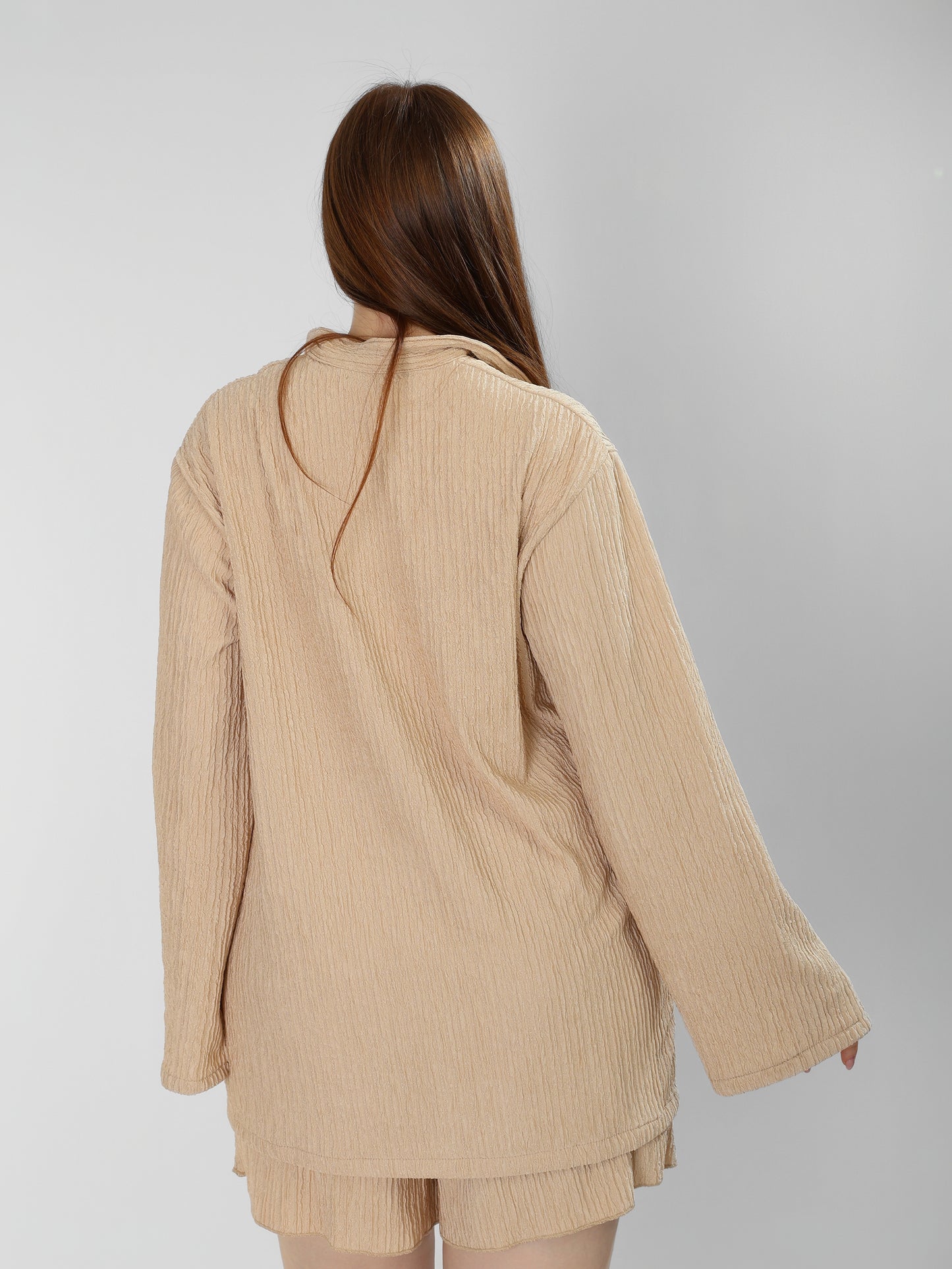 Regal Beige Cotton Shirt & Shorts Set