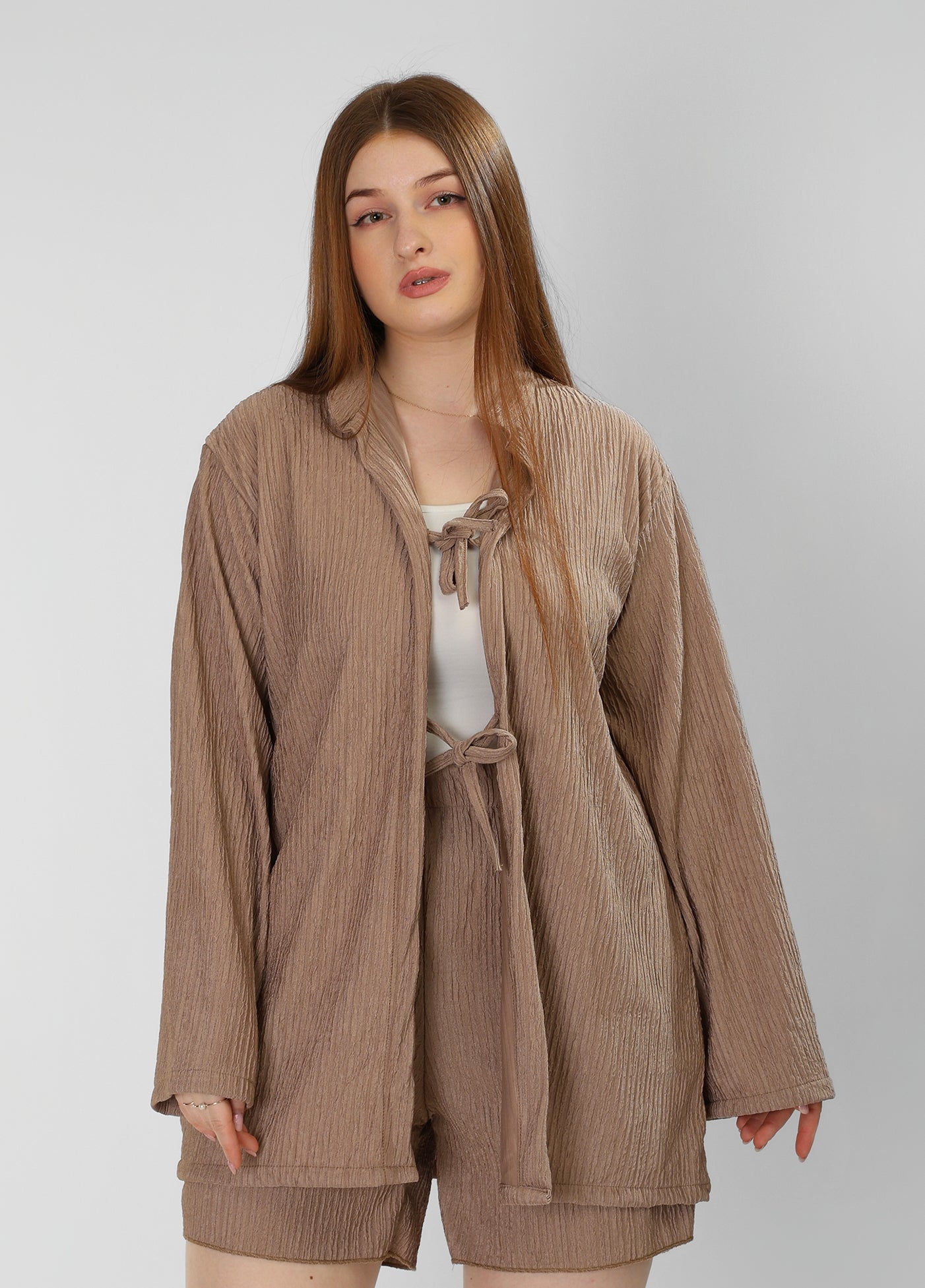 Regal Coffee Brown Cotton Shirt & Shorts Set