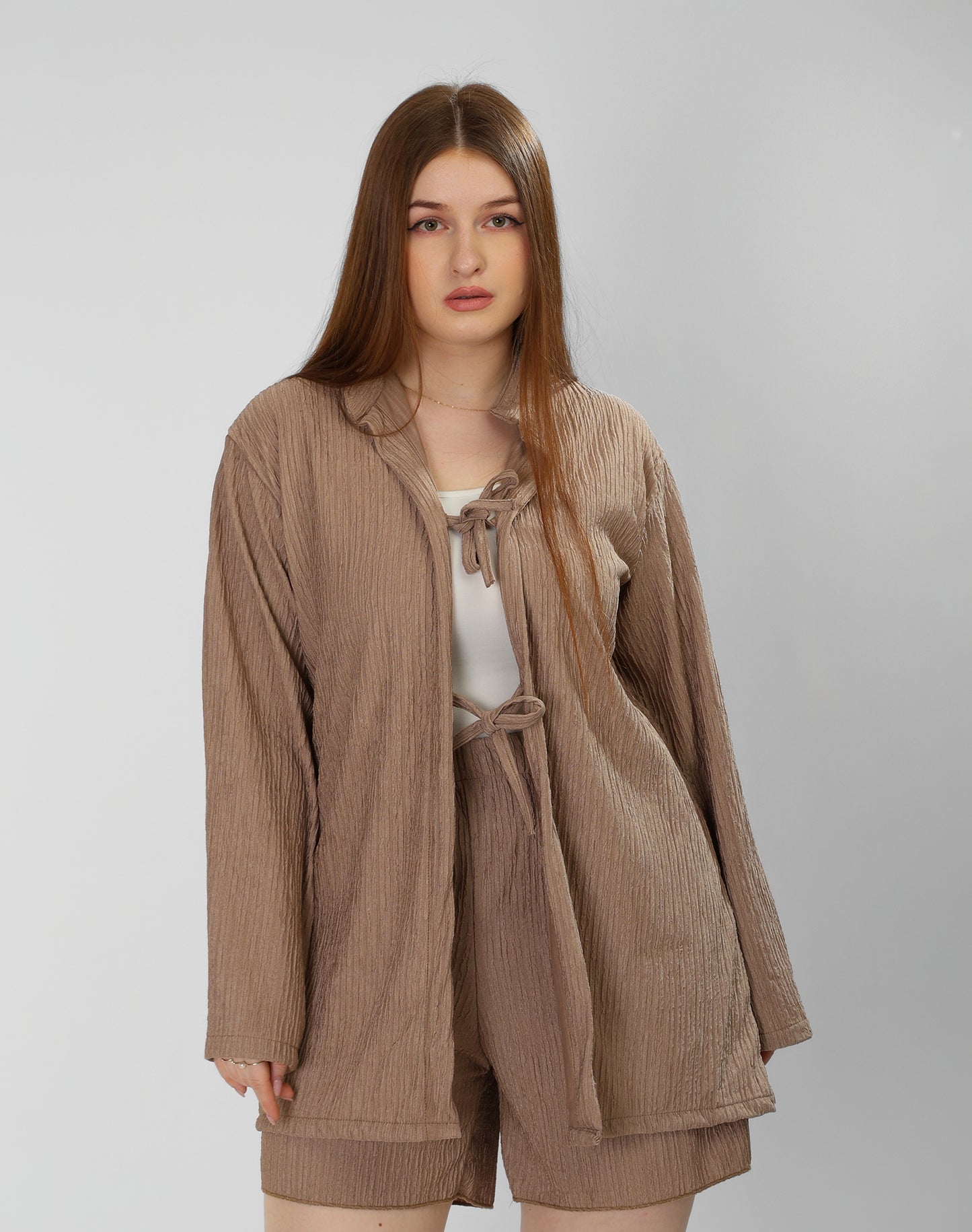 Regal Coffee Brown Cotton Shirt & Shorts Set