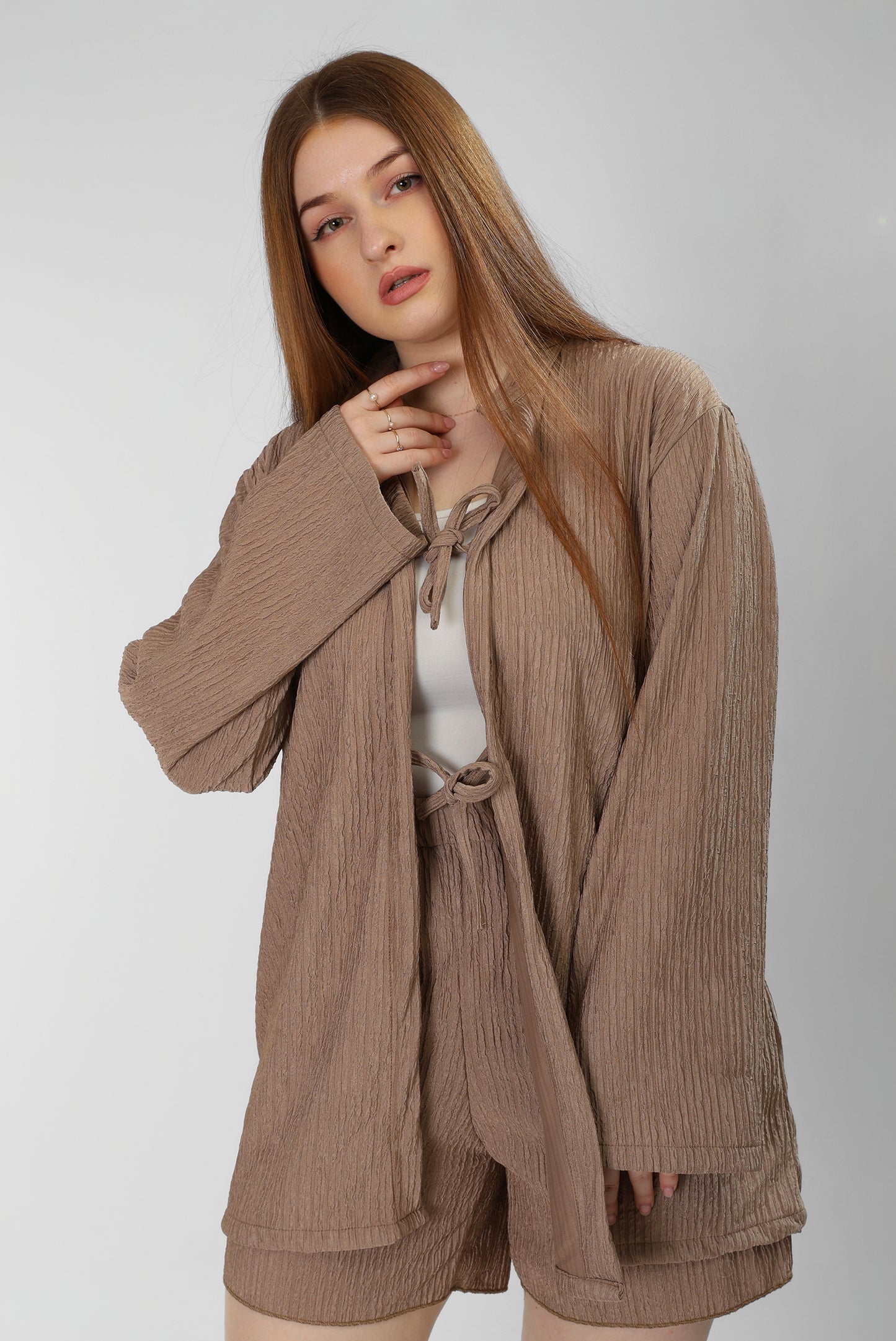 Regal Coffee Brown Cotton Shirt & Shorts Set