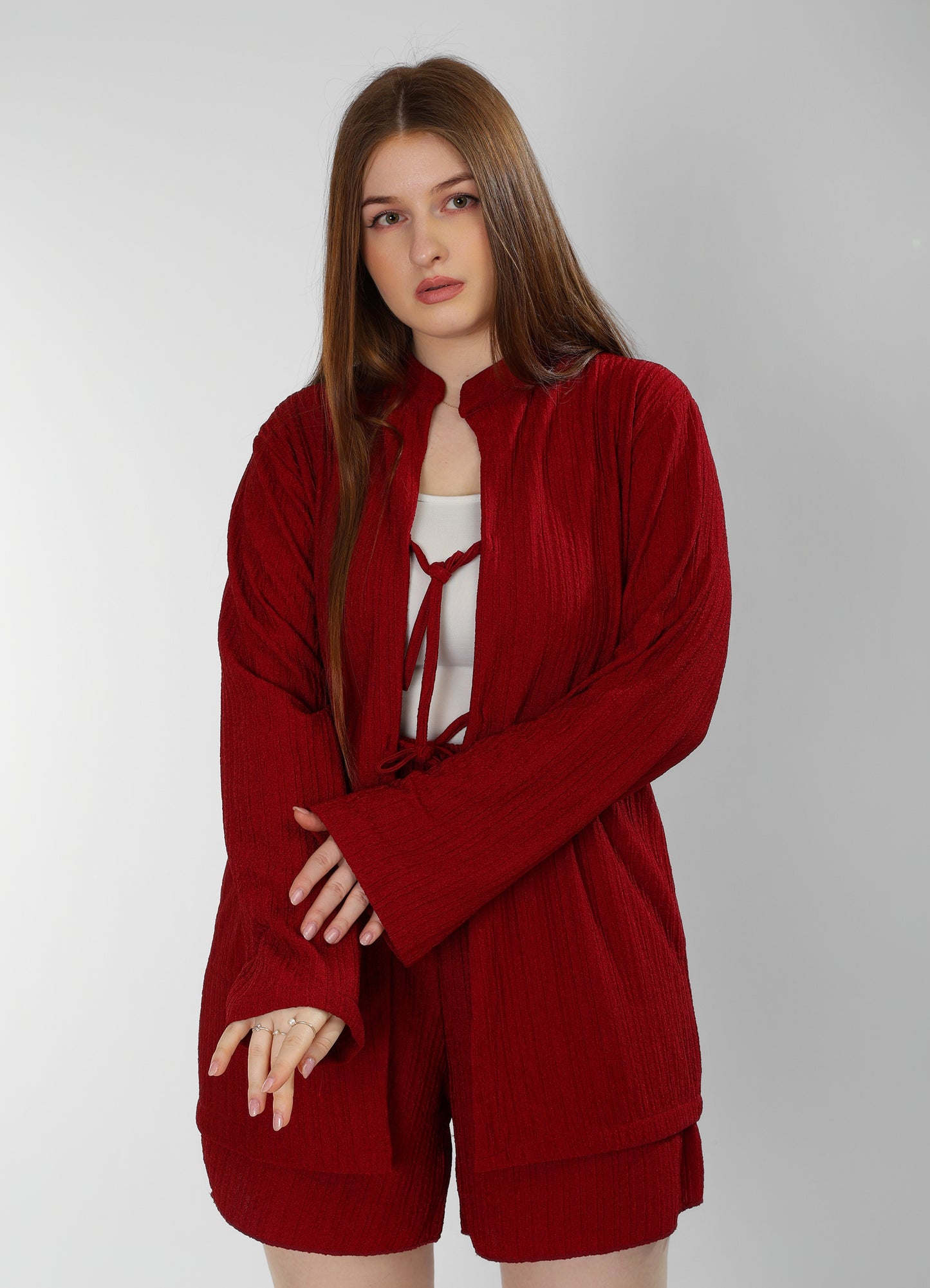 Regal Burgundy Cotton Shirt & Shorts Set