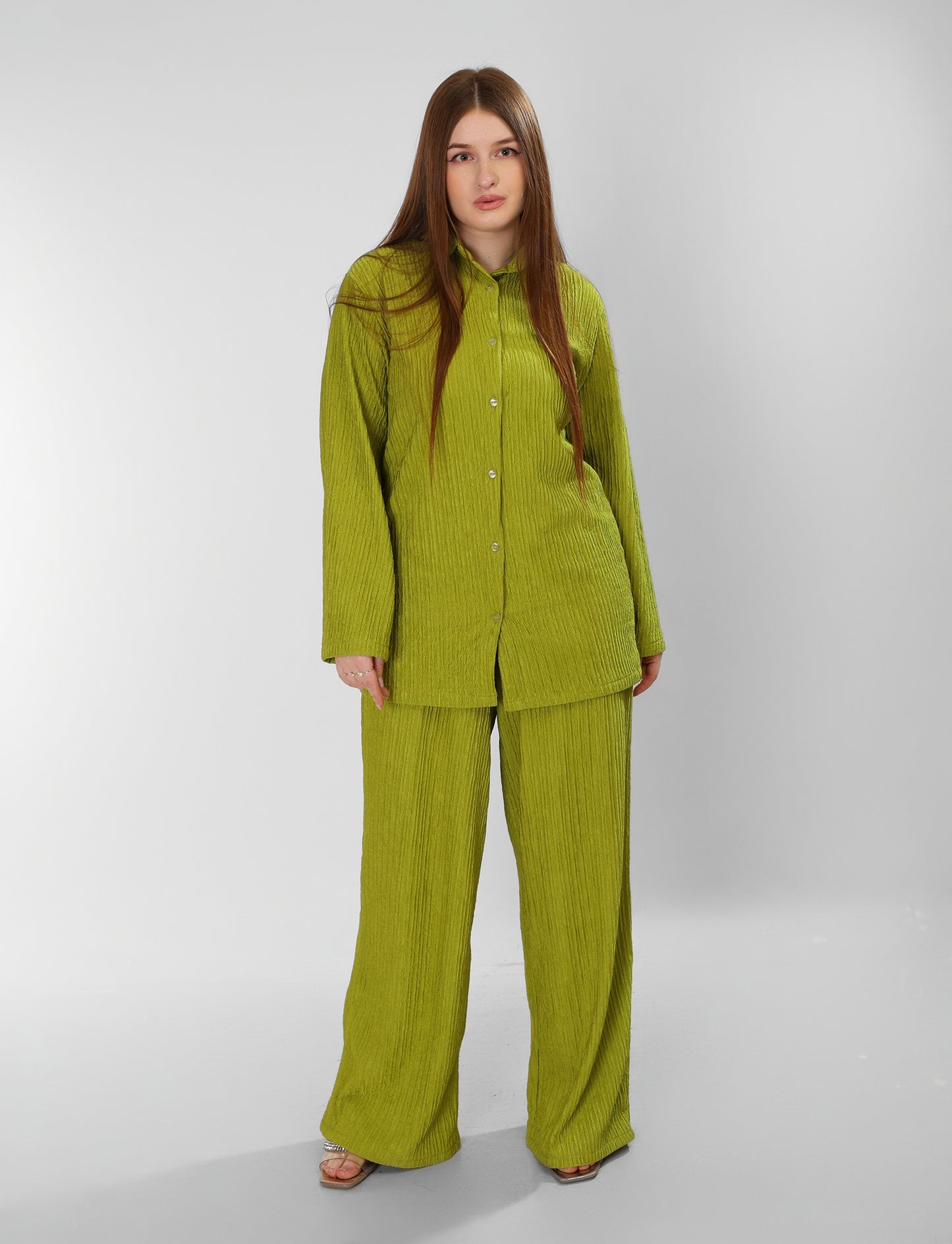Regal Kiwi Cotton Set Shirt & Pants Ensemble