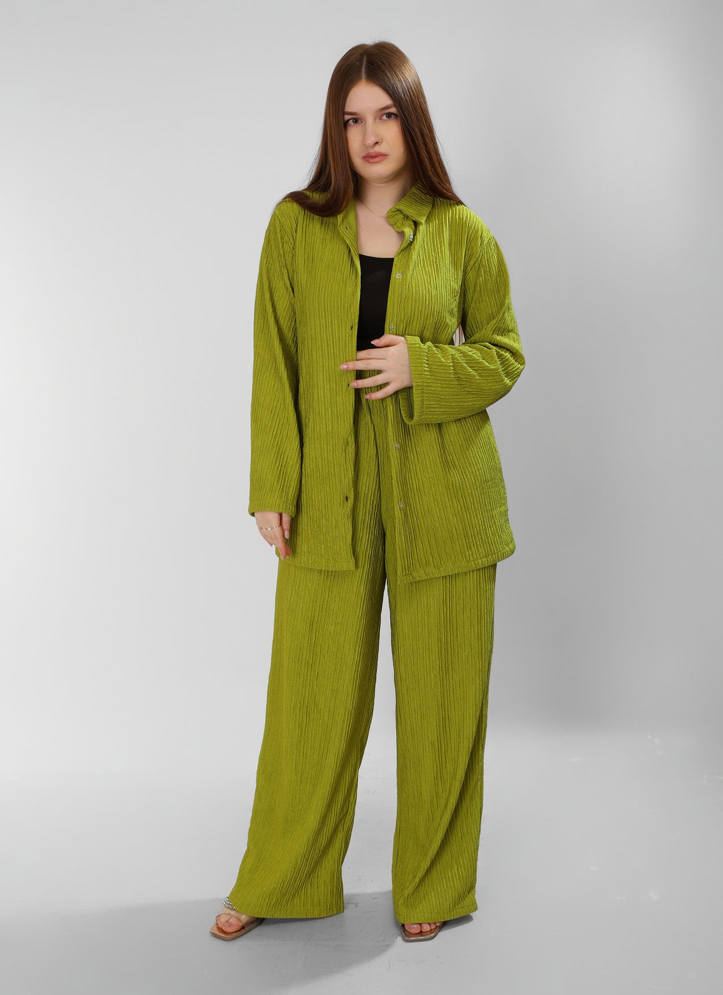 Regal Kiwi Cotton Set Shirt & Pants Ensemble