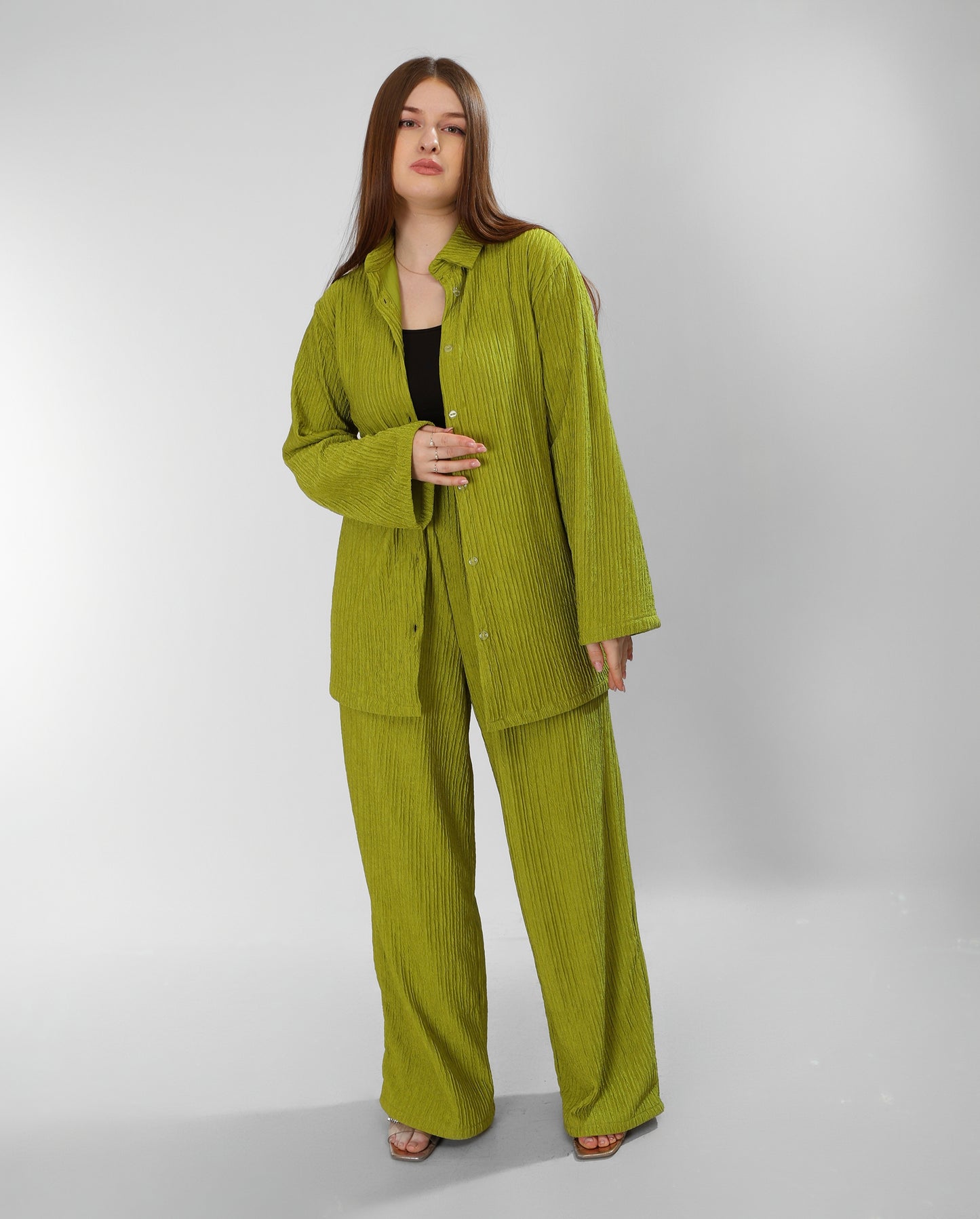 Regal Kiwi Cotton Set Shirt & Pants Ensemble
