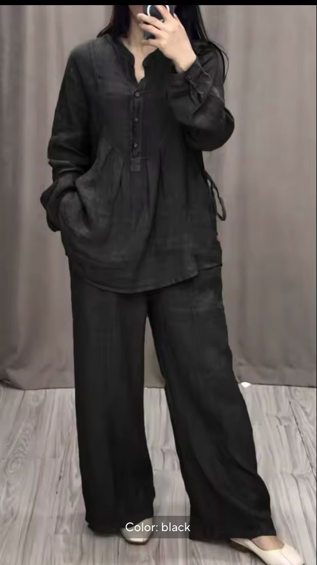 Linen Suit with a Unique Cut & Long Sleeves