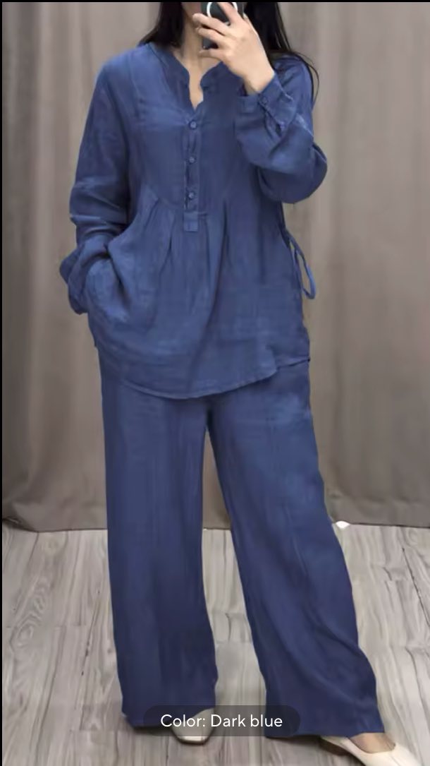 Linen Suit with a Unique Cut & Long Sleeves