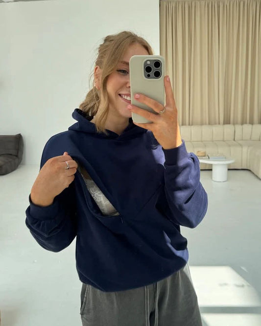 Nursing Hoodie – 100% Cotton with Hidden Zipper