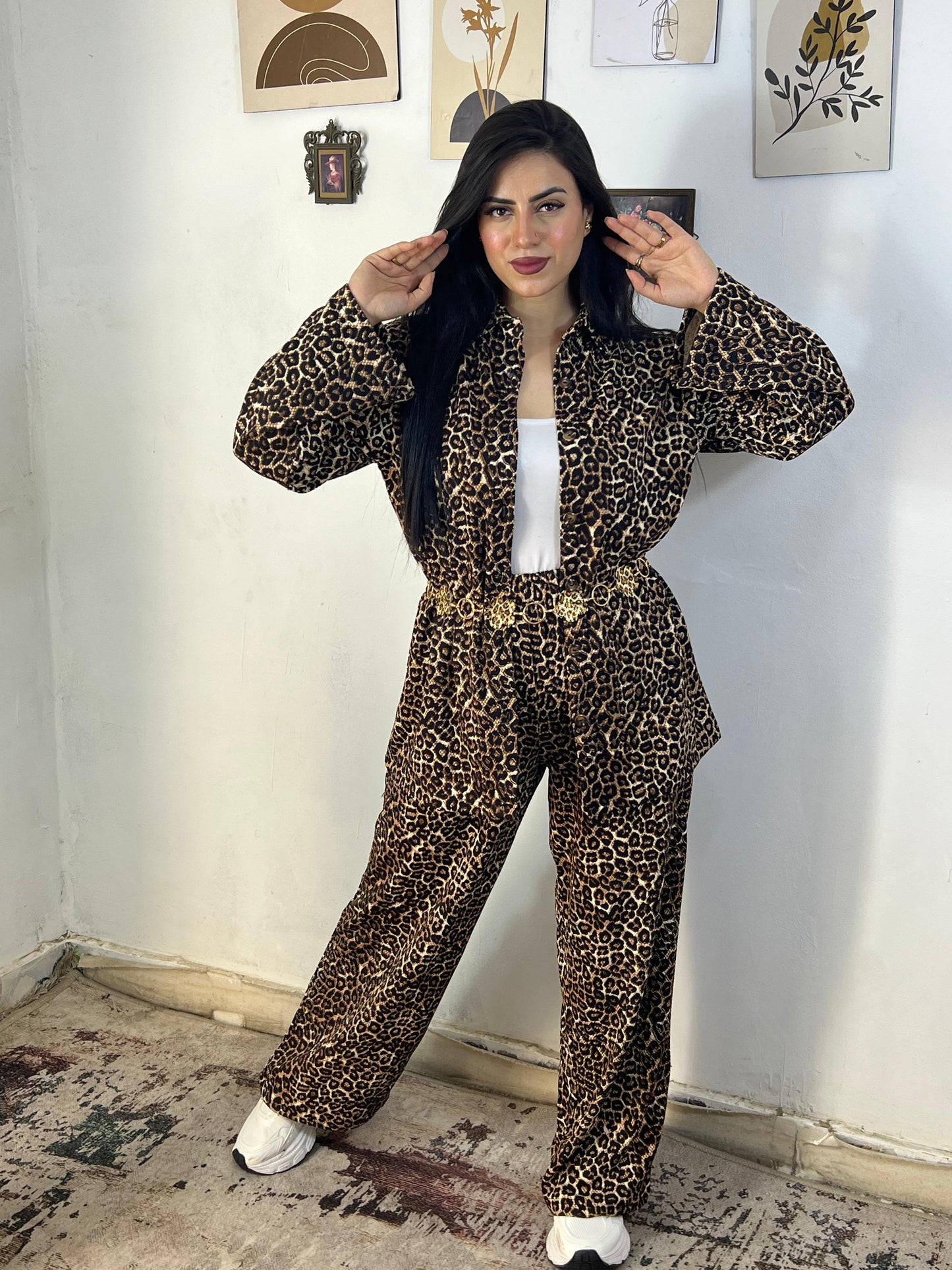 Oversized Shirt & Pants Set – Tiger & Blue Wave