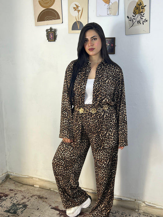 Oversized Shirt & Pants Set – Tiger & Blue Wave