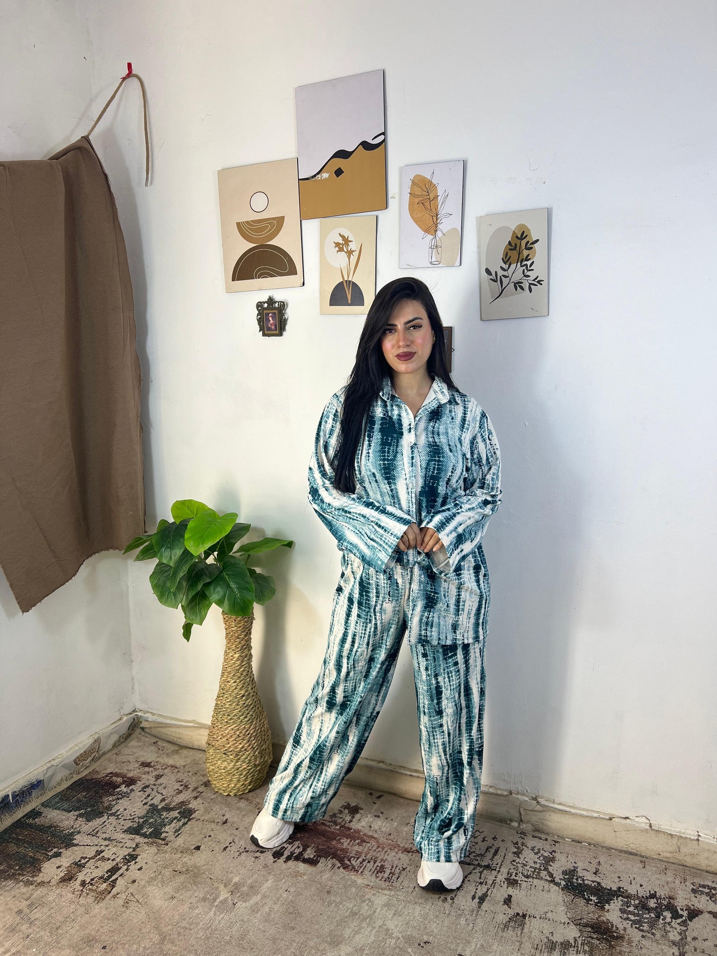 Oversized Shirt & Pants Set – Tiger & Blue Wave