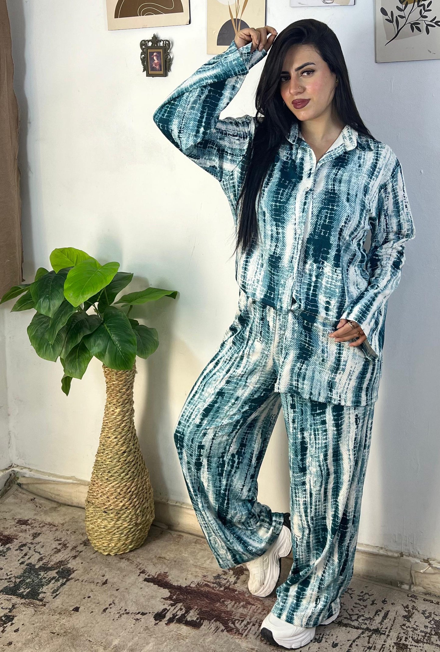 Oversized Shirt & Pants Set – Tiger & Blue Wave