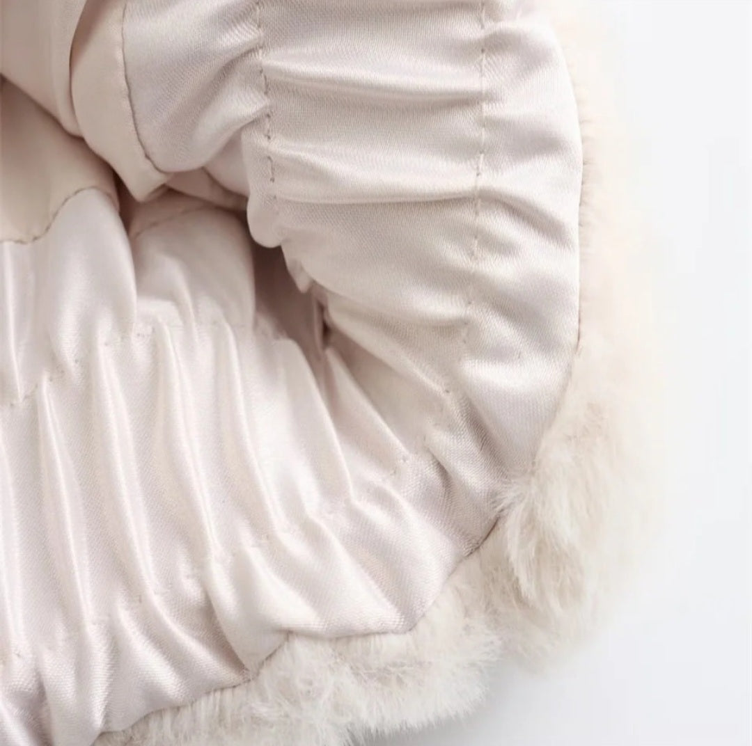 COZY FAUX FUR CROP HOODIE