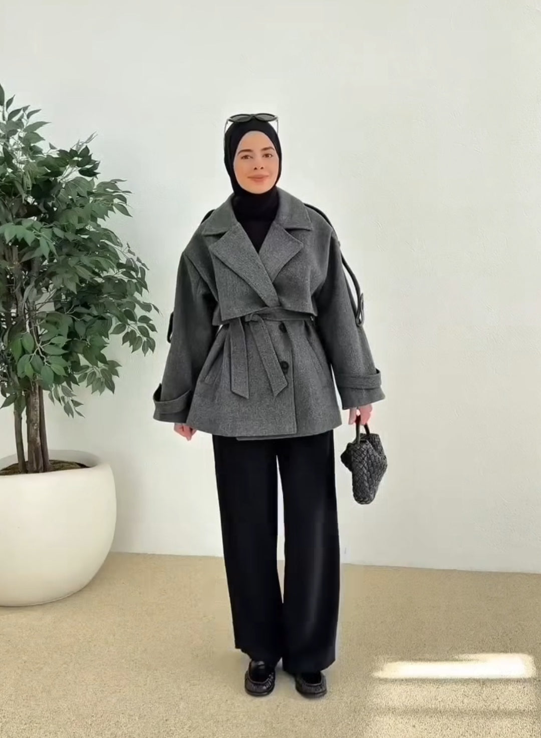 Wool Jacket with Waist Belt