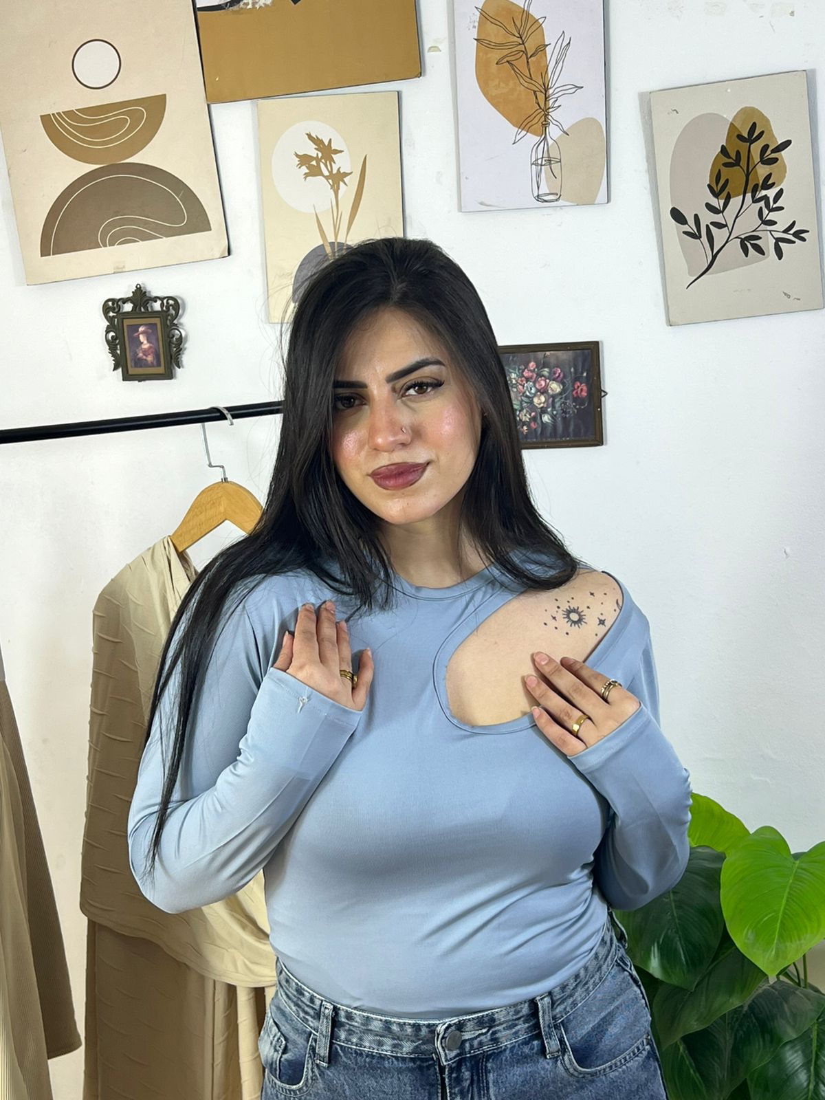 Basic Lycra Cut Shoulder Top