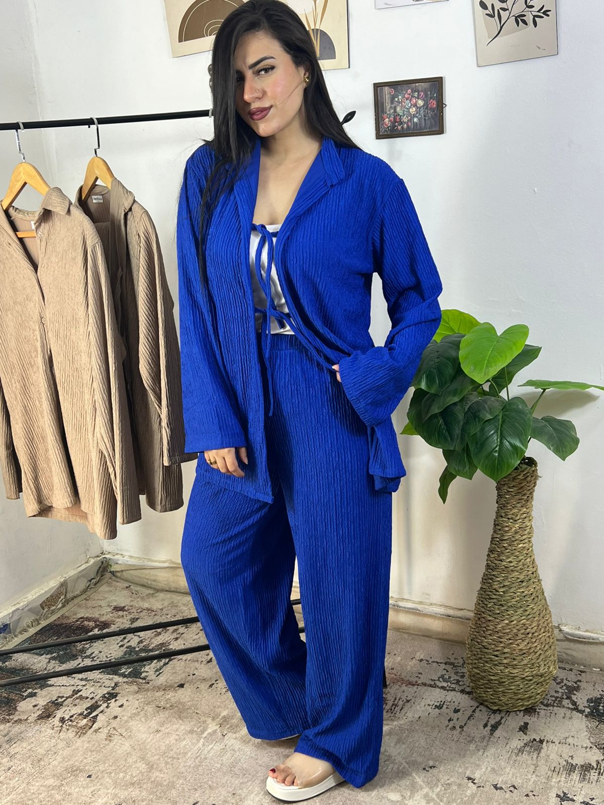 Oversized Crochet Set – Tie Top & Pants