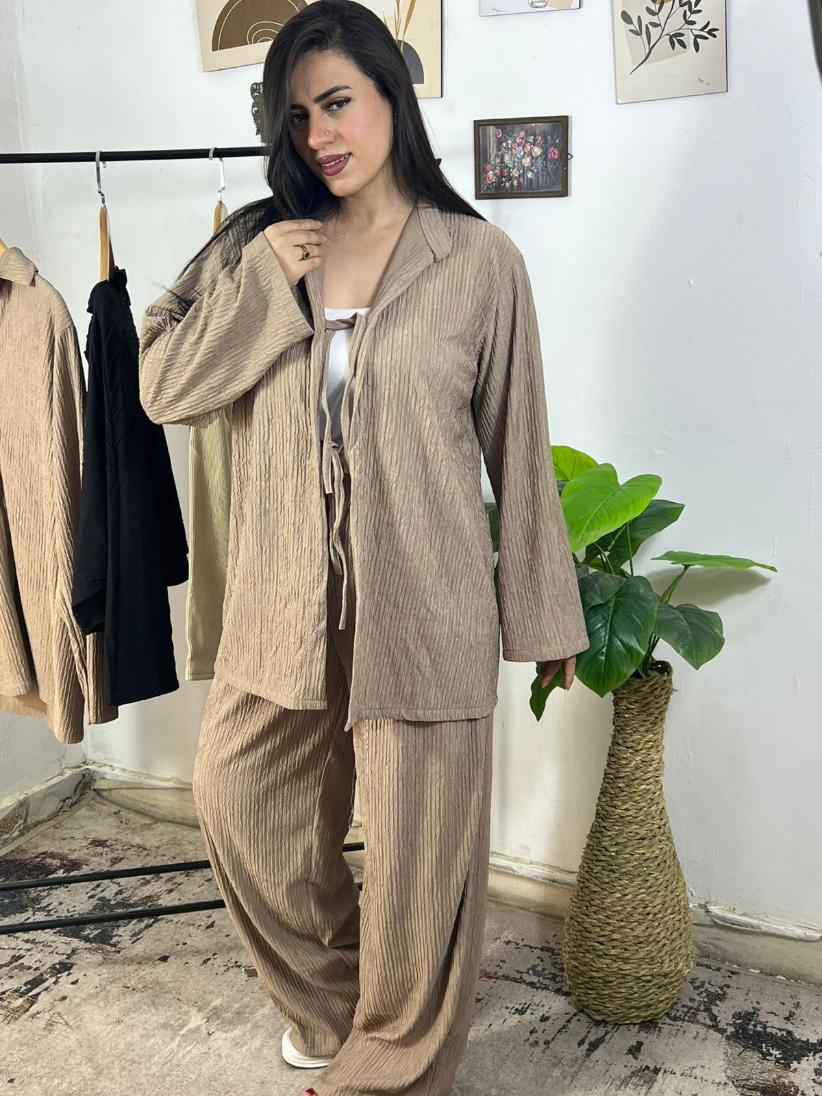 Oversized Crochet Set – Tie Top & Pants