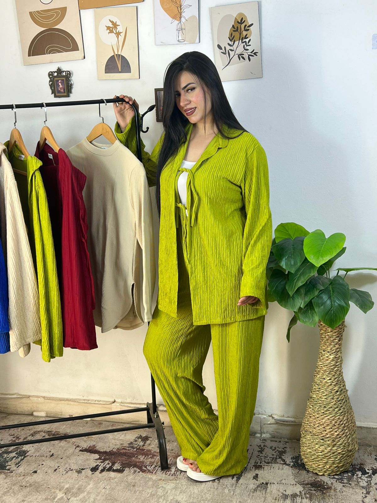 Oversized Crochet Set – Tie Top & Pants