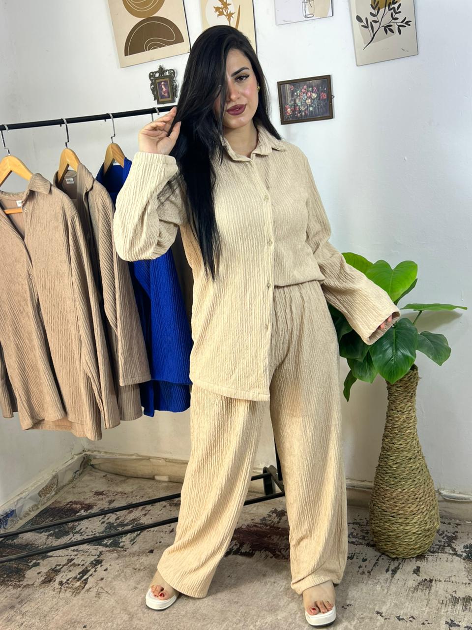 Oversized Crochet Shirt & Pants Set