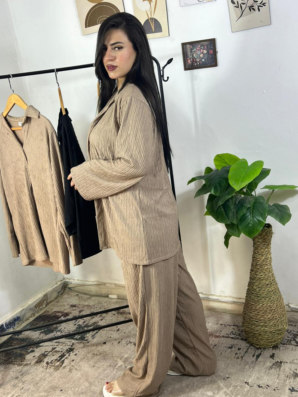 Oversized Crochet Shirt & Pants Set