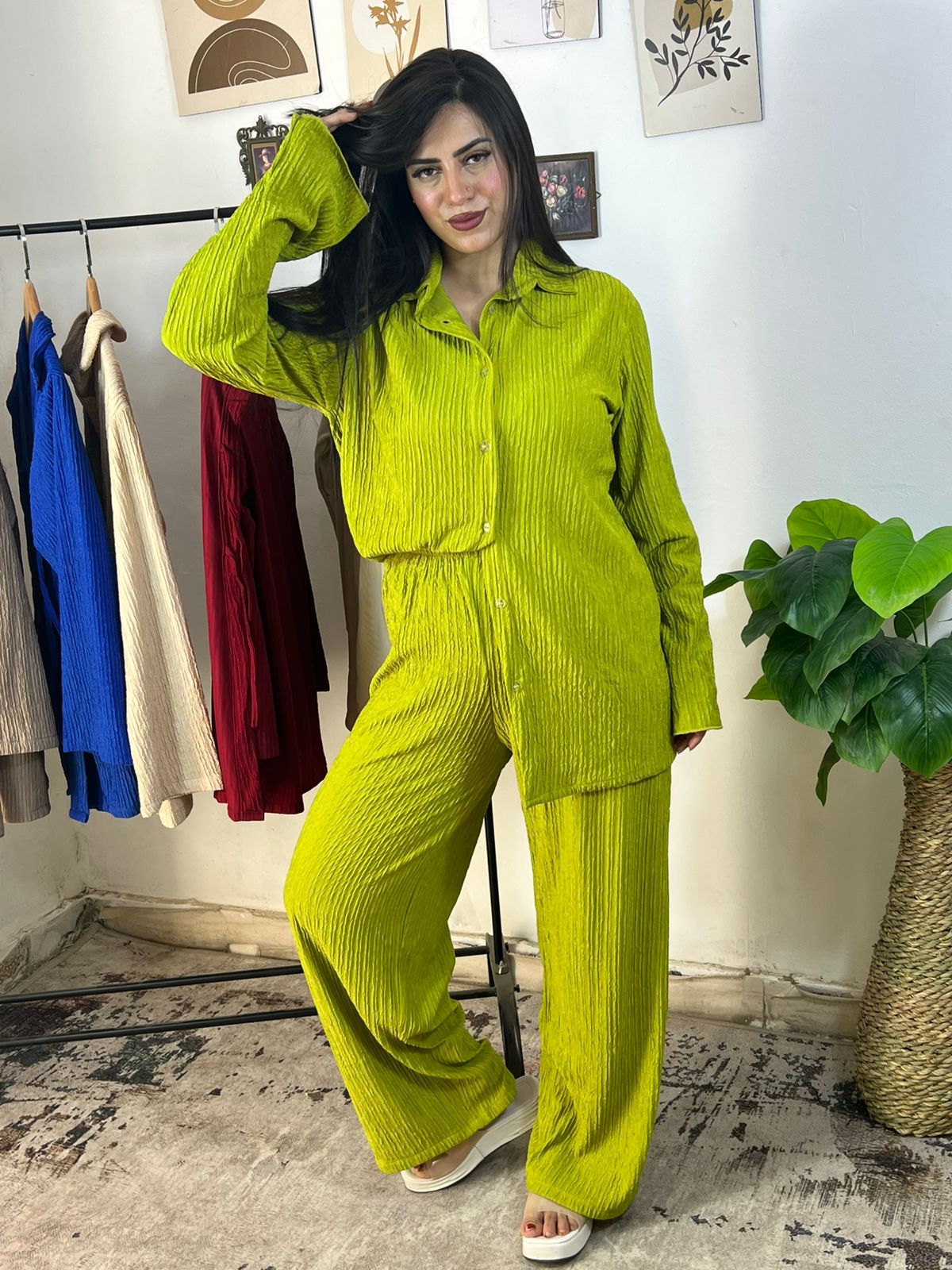 Oversized Crochet Shirt & Pants Set