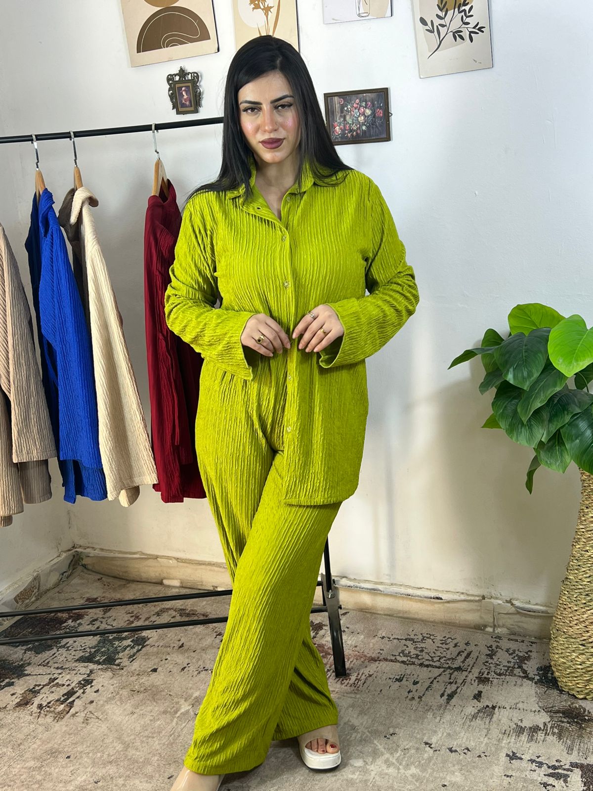 Oversized Crochet Shirt & Pants Set