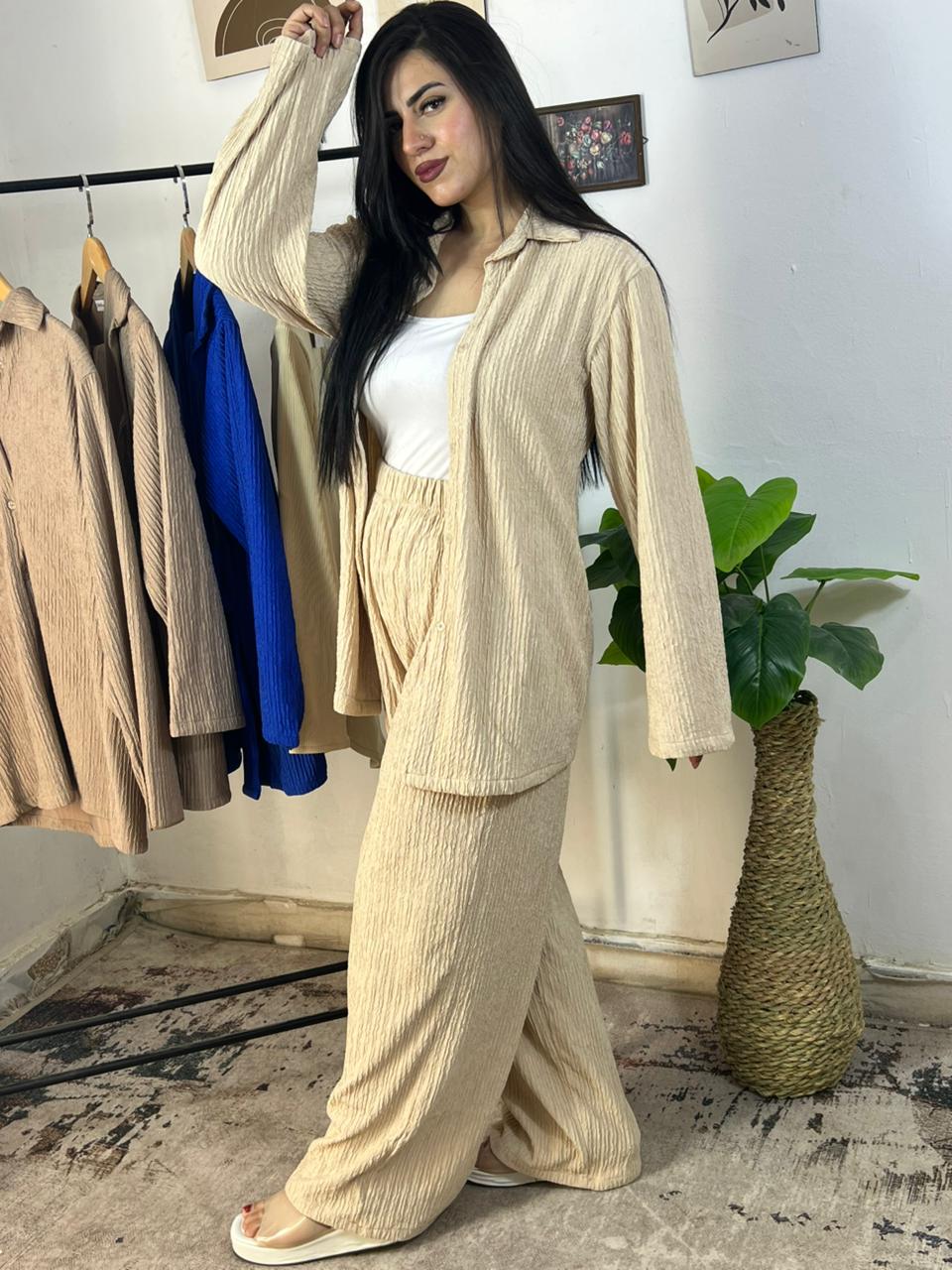 Oversized Crochet Shirt & Pants Set